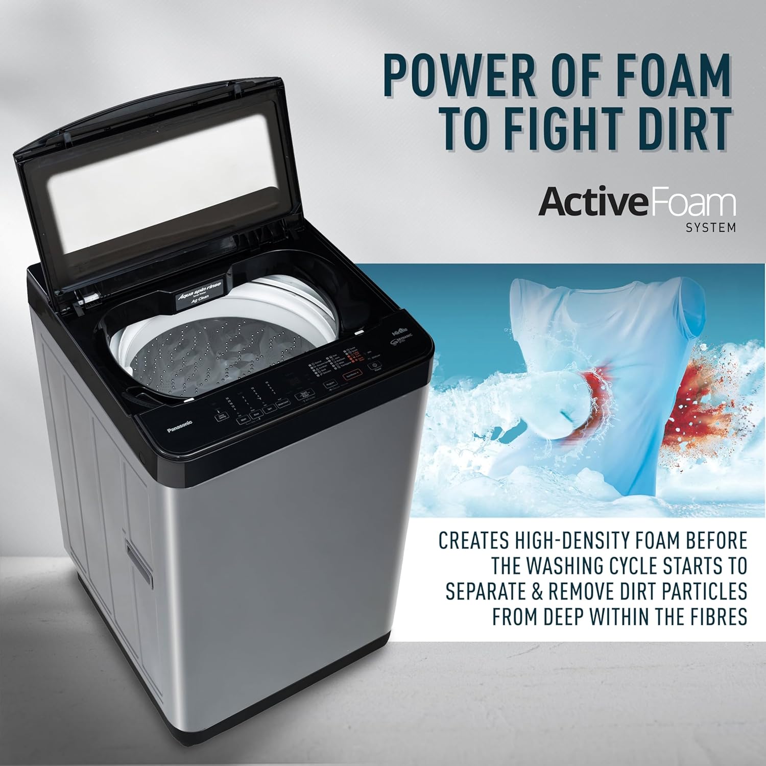 Panasonic 8 Kg Wifi Fully-Automatic Top Loading Smart Washing Machine (NA-F80CH3CRB, Charcoal Inox Grey, Drynamic Spin)