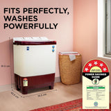 Midea 7.5 KG Semi Automatic Top Loading Washing Machine, Rust proof Body, Air Dry Function with 1300 RPM (MWMSA075PPG, Maroon White)