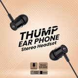 Kratos Thump Wired Earphones, Powerful Bass, HD Sound Quality Earphones, Tangle Free Cable, Comfortable in Ear Fit, with 3.5 mm Jack - Black