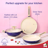 Wonderchef Bellagio Ceramic Blue 4 Pcs Cookware Set