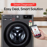 LG 9 Kg, 5 Star, AI Direct Drive Technology, Steam, 6 Motion DD & Wi-Fi Fully-Automatic Front Load Washing Machine (FHP1209Z5M, Intelligent & Convenient Fabric Care, Allergy Care, Middle Black)