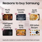 Samsung 28 L Slim Fry, Sensor Cook and Multi Spit Convection Microwave Oven (MC28A5145VR/TL, Black and Pattern, Ceramic Enamel Cavity