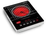 Pigeon Eva Infrared Cooktop 2000 Watts Black (with Free Stainless Steel Grill, Full touch Panel, Auto shut off and Overheat Protection)