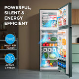 Midea 253 L,2 Star Frost Free Double Door Refrigerator with real Inverter Compressor, Deo Fresh TechnologyEnergy Efficient, Stabilizer Free Operation,Adjustable Shelves (MDRT350FGI50, Crystal Silver)