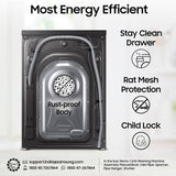 Samsung 9 kg, 5 star, AI EcoBubble, Super Speed, Wi-Fi, Hygiene Steam with Inbuilt Heater, Digital Inverter, Fully-Automatic Front Load Washing Machine (WW90DG5U24AXTL, Inox)