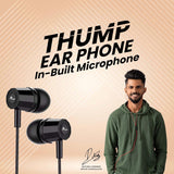 Kratos Thump Wired Earphones, Powerful Bass, HD Sound Quality Earphones, Tangle Free Cable, Comfortable in Ear Fit, with 3.5 mm Jack - Black