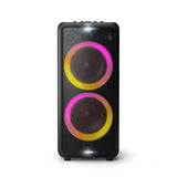 PHILIPS Party Speaker TAX5206, 160W Output, 14 hrs Playtime, 2X 8 Woofer & 2 x 2.5 Tweeter, Guitar & Mic Input, Party Lights, Trolley with Wheels (Black),with Additional Mic