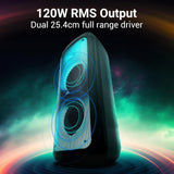ZEBRONICS 120 Watts Party Speaker with 2 Wireless Mic, 7 hrs Playtime, Karaoke & Recording Function, TWS, Bluetooth, USB, AUX, mSD, RGB Modes (Thump 700)