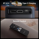Zebronics Android Portable Smart Projector, 1080p Support, 3600 Lumens, 150" Screen, OTT Apps (Netflix, Prime), Miracast, WiFi, BT, HDMI, Built-in Battery, 2hr Playtime (Pixaplay 74B) (Grey)