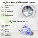 Samsung 7 KG, 5 star, Hygiene Steam with Inbuilt Heater, LED Display, Diamond Drum, Fully-Automatic Front Load Washing Machine with 20 years warranty on Digital Inverter(WW70R20GLSS/TL, DA SILVER)