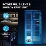 Midea 560 L Side By Side,Frost Free Refrigerator|Water Dispenser |Inverter Compressor (MDRS704FGF46 Bru Steel),Grey