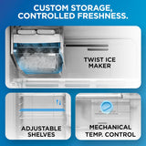 Midea 253 L,2 Star Frost Free Double Door Refrigerator with real Inverter Compressor, Deo Fresh TechnologyEnergy Efficient, Stabilizer Free Operation,Adjustable Shelves (MDRT350FGI50, Crystal Silver)