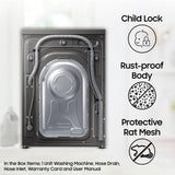 Samsung 8 kg, 5 star, Eco Bubble Technology, AI Control, Wi-Fi, Digital Inverter, Motor, Fully-Automatic Front Load Washing Machine (WW80T504DAX1TL, Hygiene Steam, Inox)