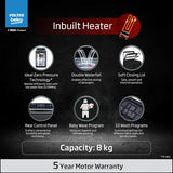 Voltas Beko, A Tata Product 8 Kg 5 Star Fully-Automatic Top Loading Washing Machine (WTL8006UEAH / OBS3060, Dark Grey, Inbuilt Heater)