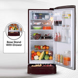 LG 185 L 5 Star Inverter Direct-Cool Single Door Refrigerator (GL-D201ASEU, Scarlet Euphoria, Base stand with drawer)