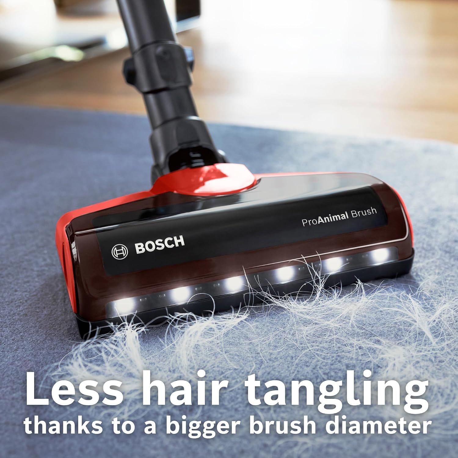 Bosch Unlimited 7 ProAnimal, Cordless Vacuum Cleaner with Rechargeable 3.0 Ah Battery and FlexTube, LED Lighting, 10 Year Motor Warranty, in Tornado Red BCS71PETIN