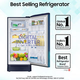 Samsung 189 L, 5 Star, Digital Inverter, Direct-Cool Single Door Refrigerator (RR21D2H259U/HL, Parad