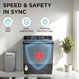Midea 8 Kg 5 Star Air Jet Dry IPX4 Protection Semi Automatic Top-Load Washing Machine (MWMSA080SAPPG(KG)2024) Black Grey