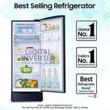 Samsung 183 L, 5 Star, Digital Inverter, Direct-Cool Single Door Refrigerator (RR20D2825HV/NL )
