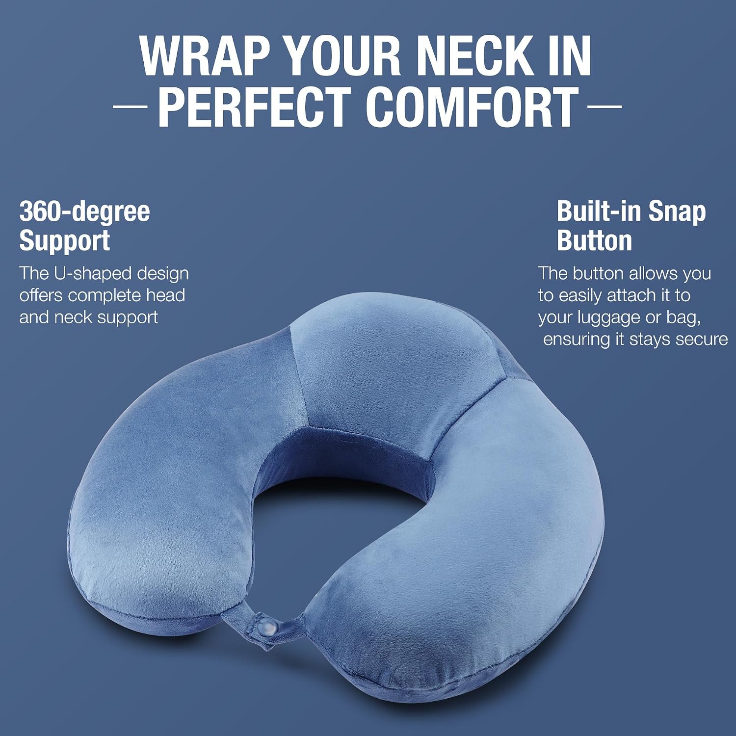 Livpure Travel Neck Pillow | 12x12 inches | Memory Foam Fill| Portable, Durable & Breathable | Standard Size 12inch x 12inch LSHB2B-NECKPILLOW_BLU_MASK