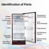 LG 185 L, 4 Star, Smart Inverter, Direct Cool Single Door Refrigerator (GLD1945ZOSE, Scarlet Euphoria, Base stand with Drawer)