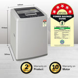 LG 8 Kg 5 Star Inverter TurboDrum Fully Automatic Top Loading Washing Machine (T80SKSF1Z, Waterfall Circulation, Digital Display, Middle Free Silver)