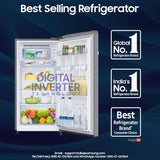 Samsung 189 L, 4 Star, Digital Inverter, Direct-Cool Single Door Refrigerator (RR21H2G24S8/HL, Silver, Elegant Inox, Single Touch Defrost, )