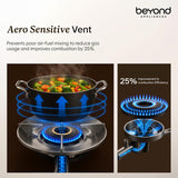 Beyond Appliances Quantum Pro 3 Burner | Gas Saver Stove | 5 Star Energy Rated | Auto Ignition | 77% Energy Efficient| Full Brass burners | LPG & PNG | ISI & LERC Certified