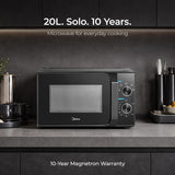 Midea 20L Solo Microwave Oven (MMO20CXAMMPEBK, Black, 5 power levels & Defrost function)