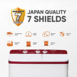 SHARP 7 kg, 5 star with E-Spin Pulsator,Semi-Automatic Top Loading Washing Machine, 1300 RPM (ES-SD70NB-FR, Ruby Red, Pure Wave)