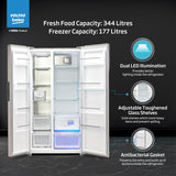 Voltas Beko, A Tata Product 563 L Side by Side Frost Free Refrigerator with ProSmart Inverter Compressor (RSB585/FPV300RXID, INOX steel, Active Fresh Blue Light)