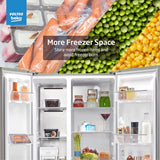 Voltas Beko, A Tata Product 563 L Side by Side Frost Free Refrigerator with ProSmart Inverter Compressor (RSB585/FPV300RXID, INOX steel, Active Fresh Blue Light)