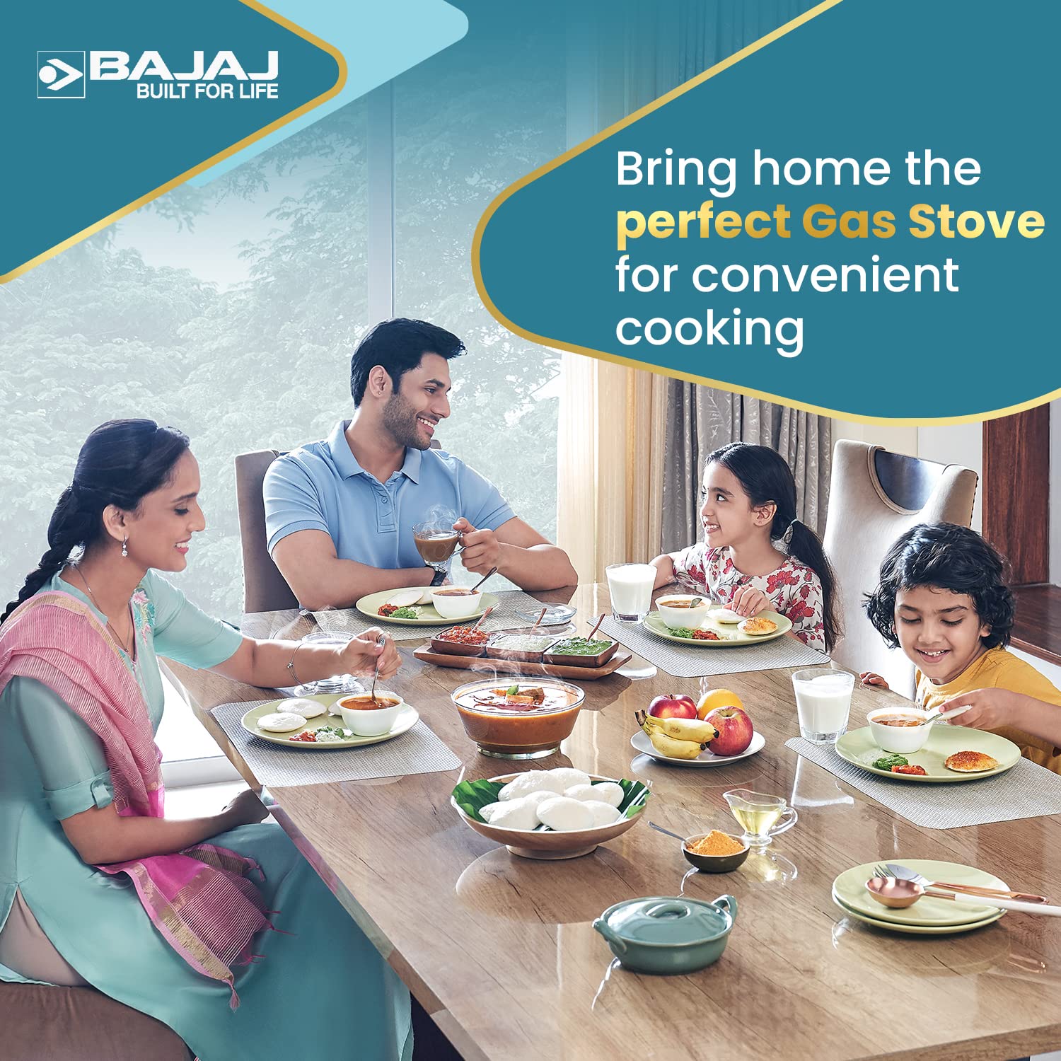 BAJAJ GF8 Frameless with 1 Jumbo Glass C Manual Gas Stove (3 Burners)