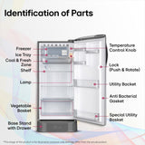 LG 185 L, 5 Star, Smart Inverter, Direct Cool Single Door Refrigerator (GLD1956ZAPZ, Shiny Steel, Base stand with Drawer, Fit Max Chiller Tray & Fast Ice Making)