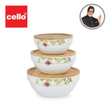 Cello Royal Cascade 3 Pieces Mixing Bowl Set With Lid