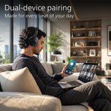 PHILIPS TAH4050 Wireless Bluetooth Headphones with Mic, 40mm Dynamic Drivers, Bluetooth 6.0, Up to 30H Playtime, Dual Device Pairing, USB-C Fast Charging, AUX Support, Over-Ear Headset, Black