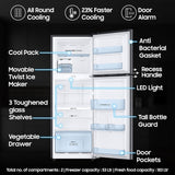 Samsung 236 L, 3 Star, Convertible, Digital Inverter with Display Frost Free Double Door Refrigerator (RT28C3733S8/HL, Silver, Elegant Inox)