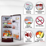 LG 185 L 5 Star Inverter Direct-Cool Single Door Refrigerator (GL-D201ASEU, Scarlet Euphoria, Base stand with drawer)