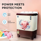 Midea 7.5 KG Semi Automatic Top Loading Washing Machine, Rust proof Body, Air Dry Function with 1300 RPM (MWMSA075PPG, Maroon White)