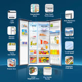 Haier SmartChoice 596L 3Star 2-Door Water Dispenser Side by Side Frost Free Refrigerator (2025 Model, HRS-682WGKU1, Graphite Black)