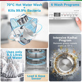 Bosch 14 Place Setting with intensive Kadhai Program, Steam Treatment,WiFi, 3-Stage Adjustable Upper Rack - (SMS6IKW01I - White,Glass Protection Technology)