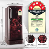 LG 185 L 5 Star Inverter Direct-Cool Single Door Refrigerator (GL-D201ASEU, Scarlet Euphoria, Base stand with drawer)