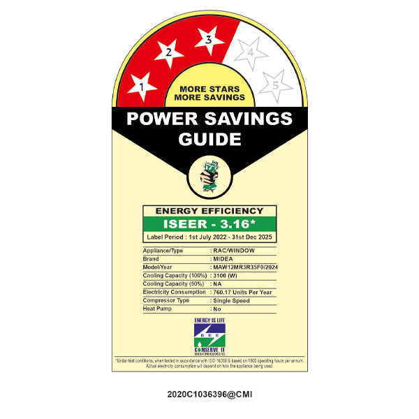 Midea Carrier 2026 Model 1.5 Ton MARVEL CLS Fx 3 Star Fixed Speed Window AC (MAW18MR3R35F0, White)