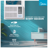 Midea Carrier 2026 Model 1.5 Ton MARVEL RYL 5 Star Window Inverter AC (MIW19MR5R36F0, White)