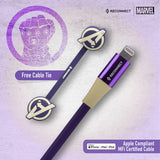 Reconnect Marvel Thanos Lighting cable, Apple compliant MFI certified cable, Charge & Sync, Premium Flat cable design, for Apple devices ,1m long - DCB501 TH