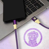 Reconnect Marvel Thanos Lighting cable, Apple compliant MFI certified cable, Charge & Sync, Premium Flat cable design, for Apple devices ,1m long - DCB501 TH