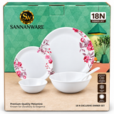 Sannanware Dine Smart Melamine Dinner Set (18Pieces)
