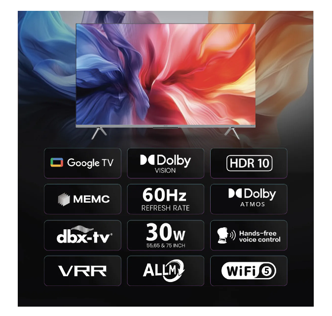 Haier 4K Ultra HD P7GT Series 139cm(55) Smart Google TV With Hands Free voice Control (55P7GT-P)