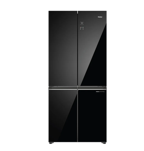 Haier Lumiere 520 Litres 3 Star Frost Free French Door Smart Wifi Enabled Refrigerator with Colorful Digital Display Panel (HRB-600KGU1, Black Glass)