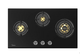 Midea Kitchen Built in Hob Full Brass Series 3 Burner, Flame Failure Device, Auto Ignition MG75GT503BTD134B-IN